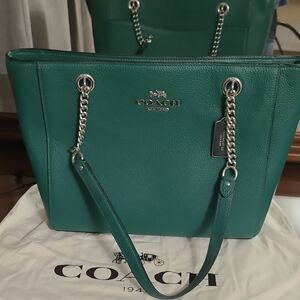 Coach Emerald Green Leather Tote